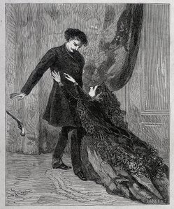 Edmond Dantes et Mercedes - Gravering av Riou, i "" Greven av Monte Cristo"" (Monte-Cristo) av Alexandre Dumas pere (1802-1870), red. Jules Rouff & Cie av Edouard Riou