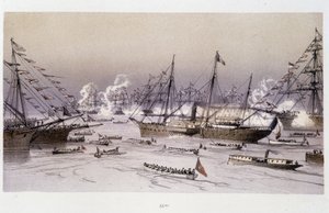 Ørnens inngang til Port Said for innvielsen av Suez-kanalen - i "Through the Isthmus of Suez"" av Riou, Marius Fontaine av Edouard Riou