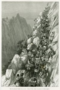 I klippene i Ankori. Gravering av Riou, for å illustrere historien Dans les tenebres de l