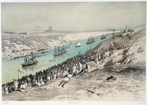 Passasje til El-Guisr i "" Innvielse av Suez-kanalen av G. Nicole. 1869 av Edouard Riou