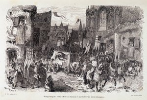Philippe Auguste (Philippe-Auguste) ønsket å tilby pariserne forestillingen om en triumferende start. sd. 1100-tallet av Edouard Riou