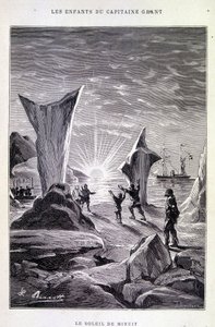 Midnattssolen i «The Children of Captain Grant» av Jules Verne av Edouard Riou