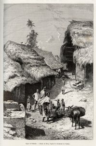 Typer Pakhala (Elfenbenskysten). Gravering av Riou, for å illustrere historien "" Fra Niger til Guineebukta"" av kaptein Louis Gustave Binger (1856-1936), i 1887-1889, i Le tour du monde, nouveau journal des voyages, under ledelse av Edouard Cha av Edouard Riou