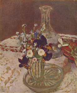 Bukett med stemorsblomster, forglemmigei og tusenfryd ca. 1900, c1900, 1946 av Edouard Vuillard