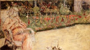 Mme Hessel i Cezannes hage i Vaucresson, ca. 1920 av Edouard Vuillard