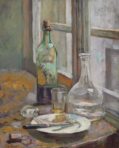 Stilleben med flaske og kanne; Stilleben med flaske og karaffel, ca. 1889-1890 av Edouard Vuillard