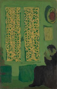 Det grønne interiøret, 1891 (olje på papp, montert på vugget tre) av Edouard Vuillard