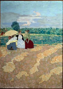 De offentlige hagene: Samtalen (i midten) (detalj av triptyken) av Edouard Vuillard