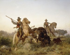Herding Water Buffalo, 1862 av Edouard van den Bosch