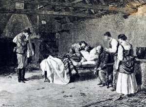 Anita Garibaldis død på gården til Marquis Guiccioli (illustrasjon)