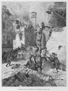 Episode fra The Days of Brescia (gravering) av Edouardo Matania