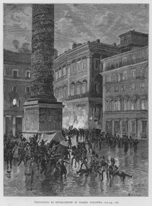 Revolusjonsforsøk på Piazza Colonna (gravering) av Edouardo Matania