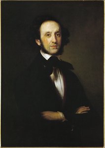 Felix Mendelssohn-Bartholdy , tysk komponist, barnebarn av Moses Mendelssohn (olje på lerret) av Eduard (after) Magnus