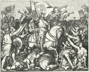 Henry the Fowler, konge av Øst-Frankia, etter sin seier over magyarene i slaget ved Riade, 933