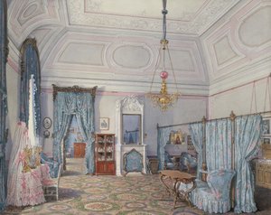Interiør av Vinterpalasset. Den femte reserverte leiligheten. Soverommet til storprinsesse Maria Alexandrovna, 1873