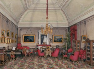 Interiør av Vinterpalasset. Den femte reserverte leiligheten. Salongen til storprinsesse Maria Alexandrovna, 1874 av Eduard Hau