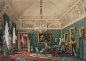 Interiør av Vinterpalasset. Den første reserverte leiligheten. Den lille studien av storprinsesse Maria Nikolayevna, 1867 av Eduard Hau