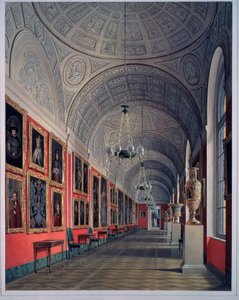 The New Ermitage, The Romanov Gallery, North Site (The New Ermitage, The Romanov Gallery, North Site). Verk av Eduard (Edouard) Hau (1807-1887), akvarell på papir 1864. Russisk kunst 1800-tallet. State Hermitage Saint Petersburg. av Eduard Hau