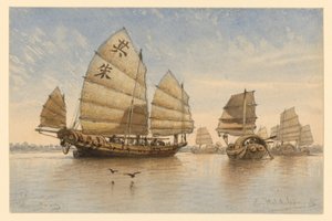 Djonker utenfor Hongkong av Eduard Hildebrandt
