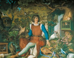 Portrett av Walther von der Vogelweide, fra Tannhauser Saga (olje på lerret) av Eduard Ille