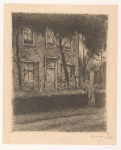 Forgård til et hus med hekk av Eduard Karsen (signed by artist)