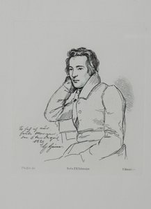 Portrett av poeten Heinrich Heine 1797-1856 etter Franz Kugler fra 1829, 1854 av Eduard Mandel