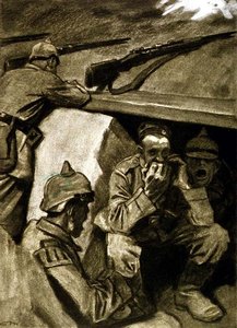 A Mouth Organ in the Trenches, illustrasjon fra et tysk magasin, 