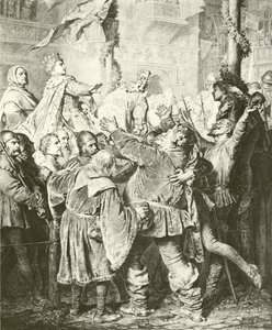 Henry V avviser Falstaff (gravyr) av Eduard von Grutzner