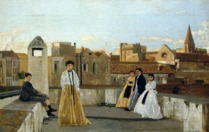 Terrassen, av Edoardo Dalbono (1841-1915), olje på panel, 45x30 cm.