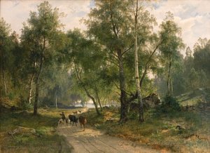 Under bjørkene. Motiv fra Mälaren av Edvard Bergh
