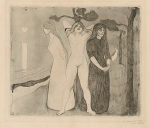 Kvinnen II (Sfinksen; kvinnen i tre stadier) av Edvard Munch