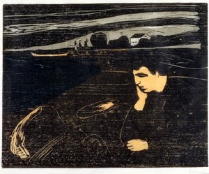 Evening, Melankoli: On the Beach (Abend, Melancholie am Strand) (tresnitt) av Edvard Munch