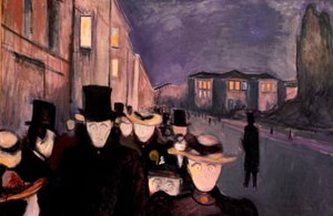 Kveld på Karl Johan, 1892 av Edvard Munch