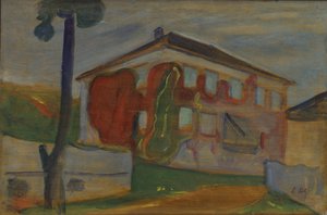 Hus med Red Virginia Creeper, ca. 1900 (olje om bord) av Edvard Munch