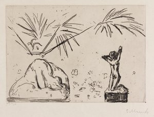 Interiør med skulpurer av Edvard Munch