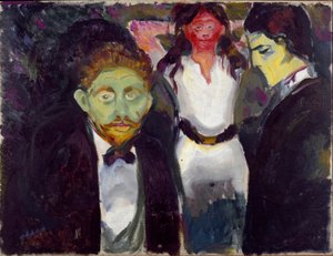 Jealousy Painting by Edvard Munch (1863-1944) 1907 approx. Sun. 75x97,5 cm Oslo, Kommunes Kunstsamlinger Munch-Museet (Musee Munch) av Edvard Munch