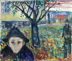 Sjalusi i hagen - Edvard Munch (1863-1944). Olje på lerret av Edvard Munch