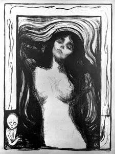 Madonna, litografi av Edvard Munch dedikert til Dr. Bucher. av Edvard Munch