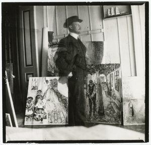 Selvportrett på 53 Am Strom i Warnemünde av Edvard Munch