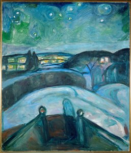 Stjernenatt, Ekely (maleri på lerret) av Edvard Munch