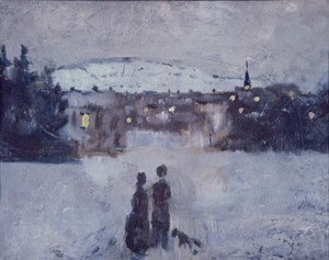 Vinterlandskap i skumringen av Edvard Munch