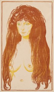 Kvinne med rødt hår og grønne øyne (Synden) av Edvard Munch