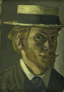 Selvportrett med stråhatt av Edvard Weie