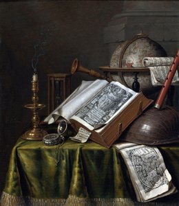 Vanitas Still Life av Edwaert Collier (1642-1708), - Olje på tre, 29x25,1 - Privat samling