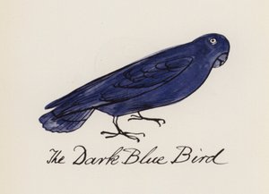 Edward Lear, The Bird Book: The Dark Blue Bird (farge litho)