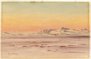 Antarktis kystscene, 1901-04 (wc på papir) av Edward Adrian Wilson