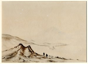 Mount Erebus fra Hut Point, 1901-04 (wc på papir) av Edward Adrian Wilson
