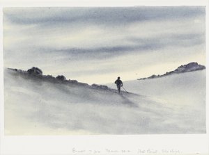 Solnedgang, 19.00, 30. mars 11, Hut Point, Ski Slope, 1911 av Edward Adrian Wilson