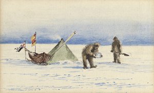 Sledefesten til White Island, februar 1902: Shackleton og Wilson lager leir, 1902 av Edward Adrian Wilson
