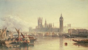Houses of Parliament og Westminster Bridge av Edward Angelo Goodall